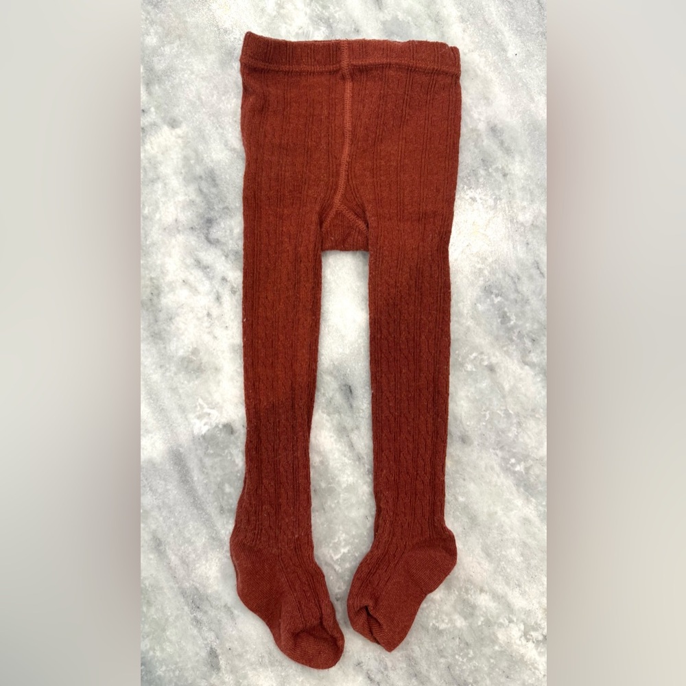 Cozy Ribbed Kids Leggings in Rust